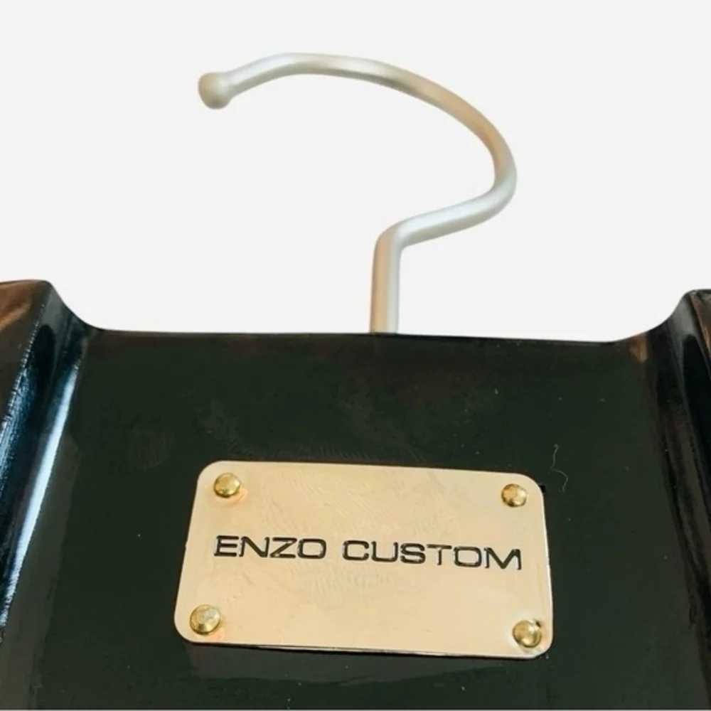 Luxury Suit Hanger Black Polished Wood Silver Plate ENZO Custom Clothes Hanger